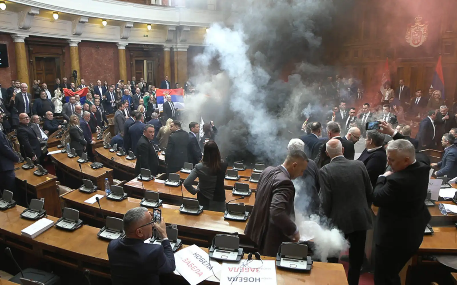 Chaos Erupts in Serbian Parliament as Opposition Lawmakers Protest